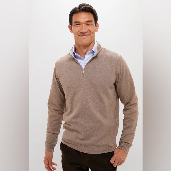 PETER MILLAR CROWN COMFORT QUARTER-ZIP PULLOVER IN POPLAR BROWN - Picture 5 of 11